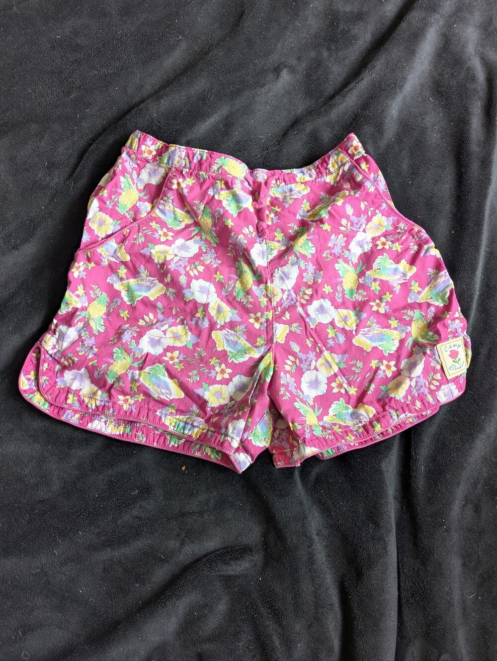 Girls Vintage Cotton Shorts Youth LG Pineapple Floral